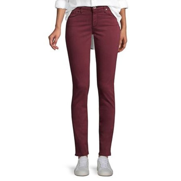 Ag Adriano Goldschmied Denim - AG Jeans Prima Sateen Straight Jeans Burgundy Sz 26